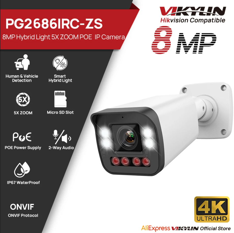 Home Security Hikvision - Caméra IP Bullet VIKYLIN 8MP avec