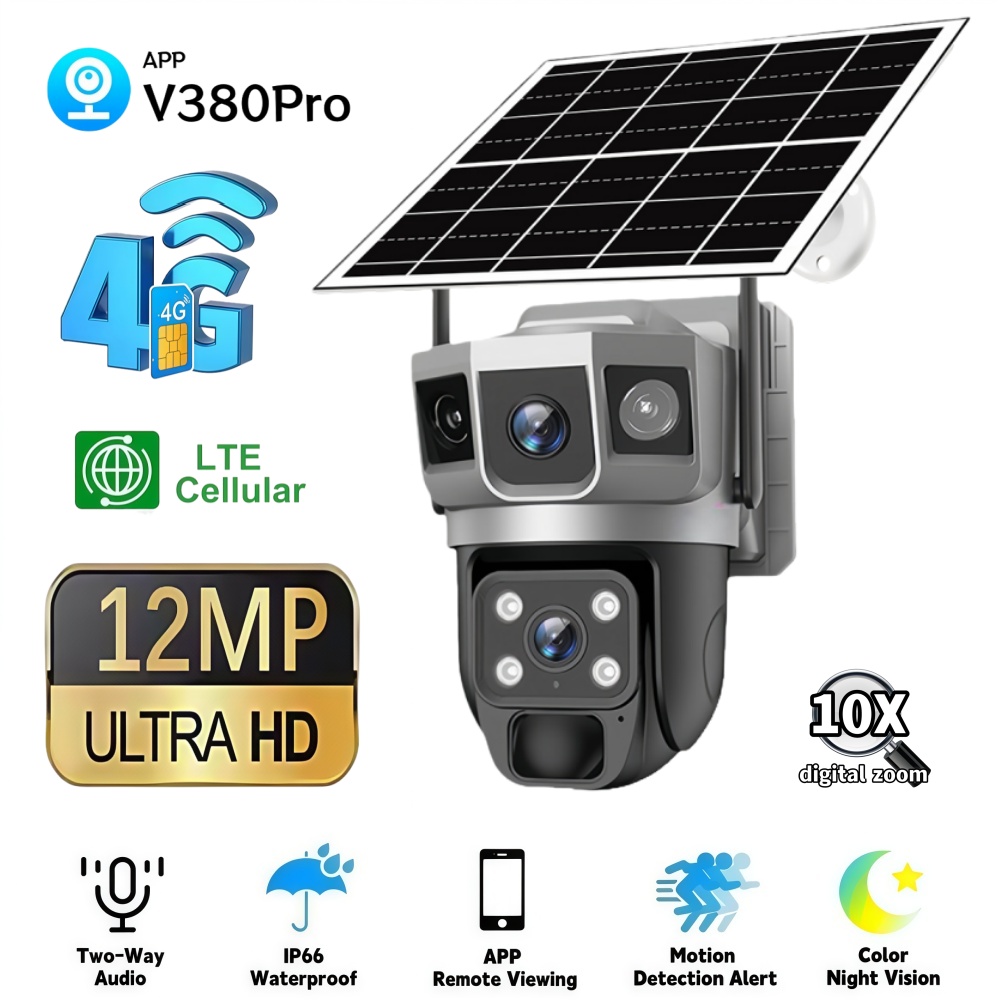 Home Security Ideas - Caméra de surveillance solaire extérieure 4G,