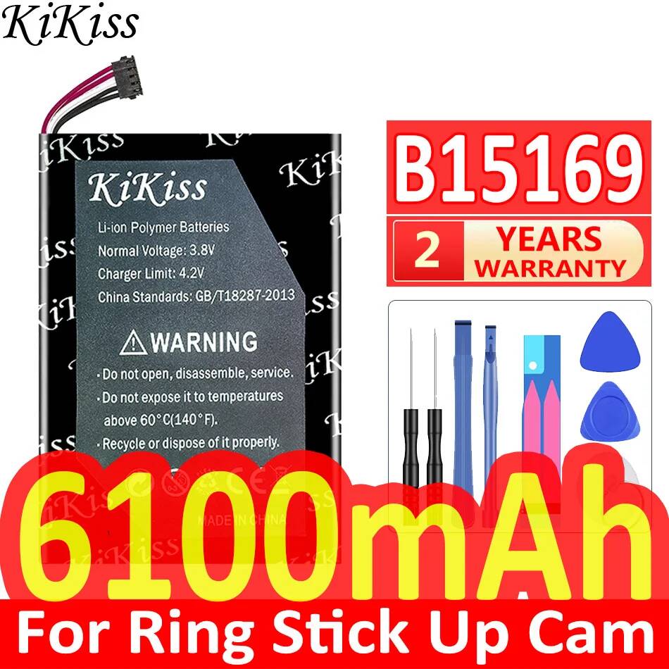 Home Security Ring Camera - Batterie pour caméra de surveillance, 6100mAh,