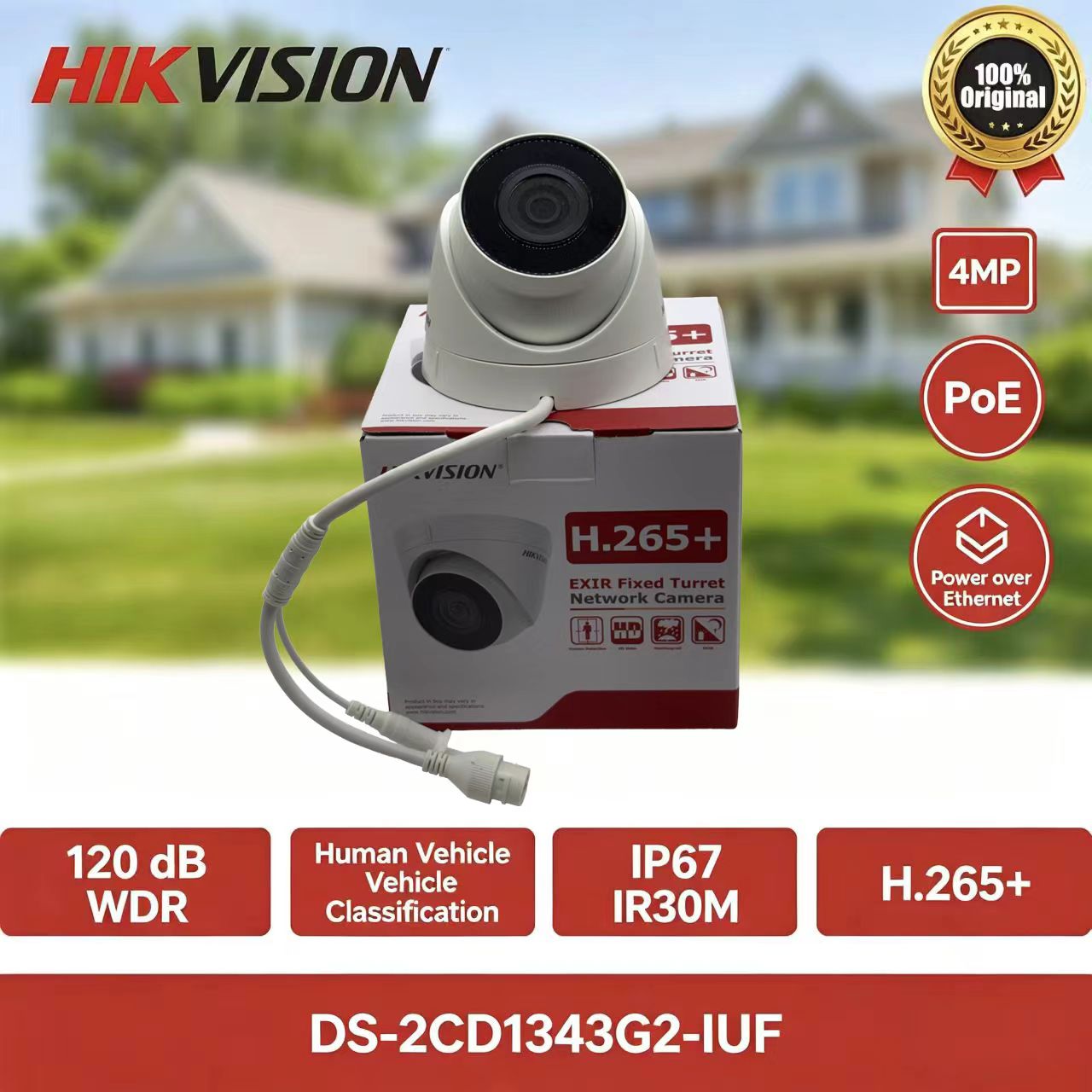 Home Security Hikvision - Caméra IP tourelle PoE Hikvision DS-2CD1343G2-IUF
