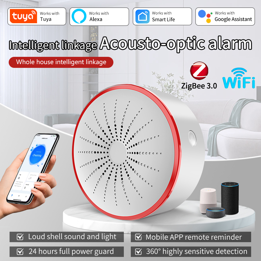 Home Security Deals - Sirène d'alarme intelligente Tuya WiFi ZigBee,