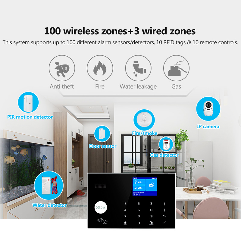 Home Zone Security App - KERUI 4G/WiFi système d'alarme domestique avec