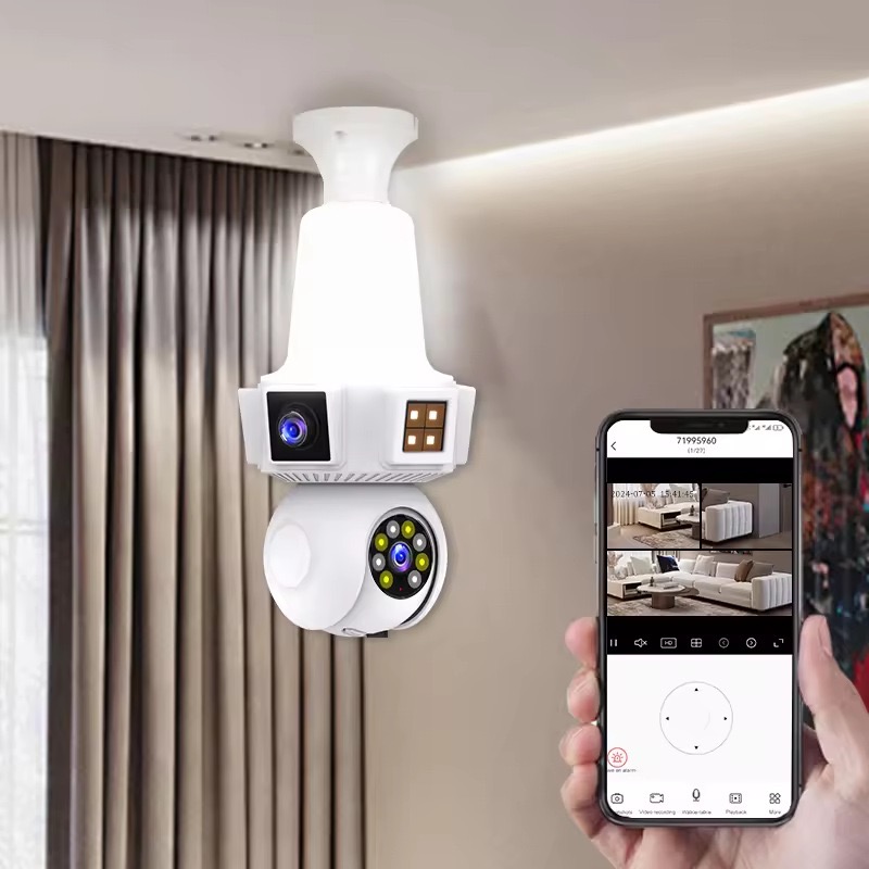 Home Security Flood Lights - 6MP V380pro APP double objectif couleur