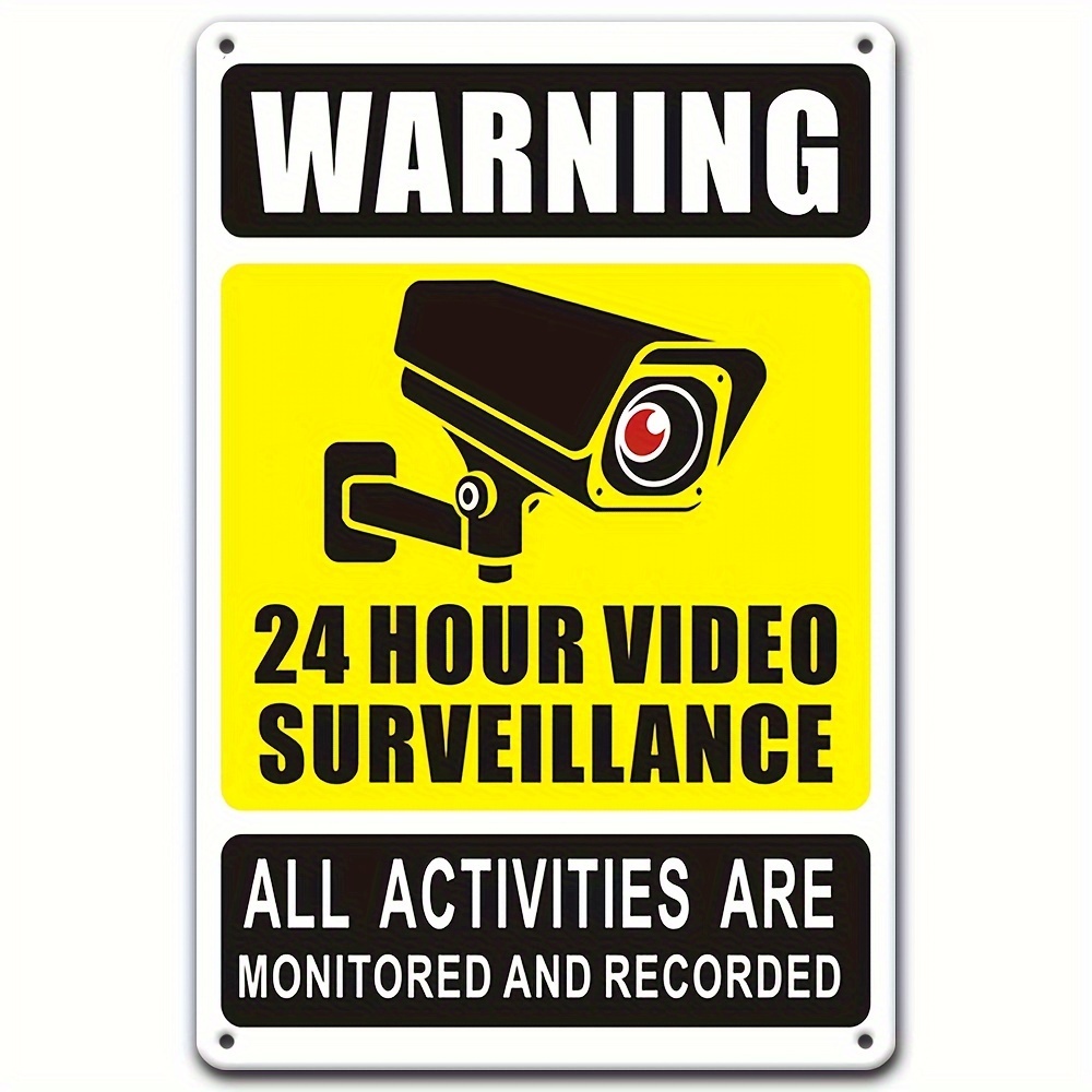 Home Security Ideas - Panneau d'avertissement de vidéosurveillance 24/7, métal