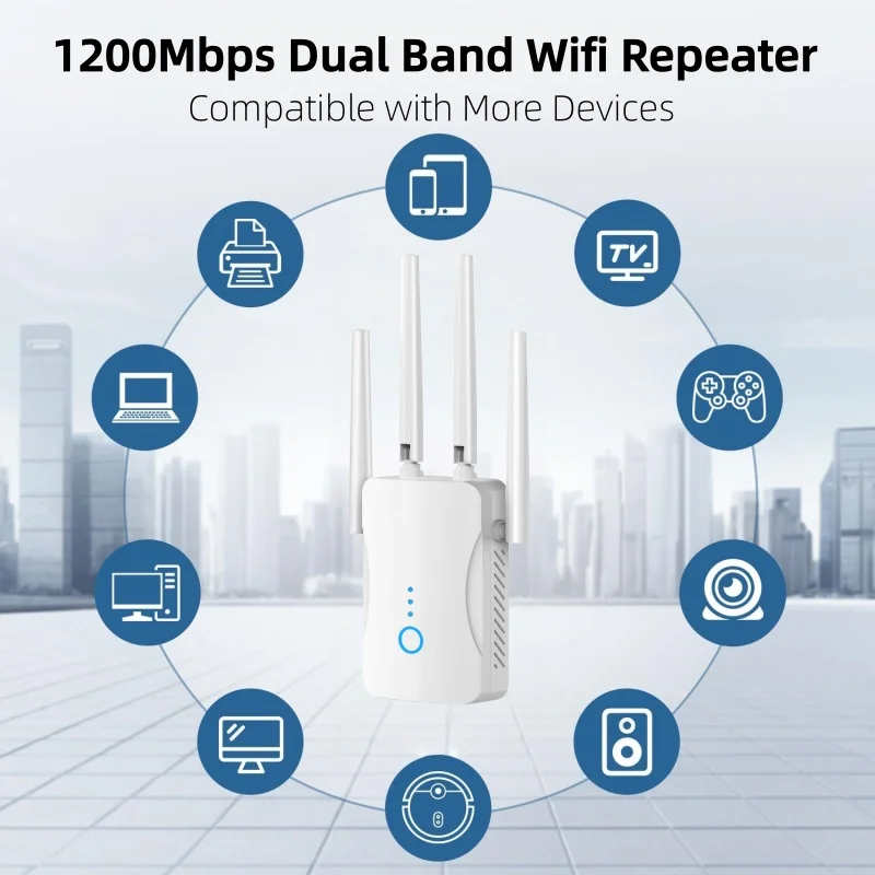 Home Security And Internet - Répéteur WiFi double bande 1200 Mbps,