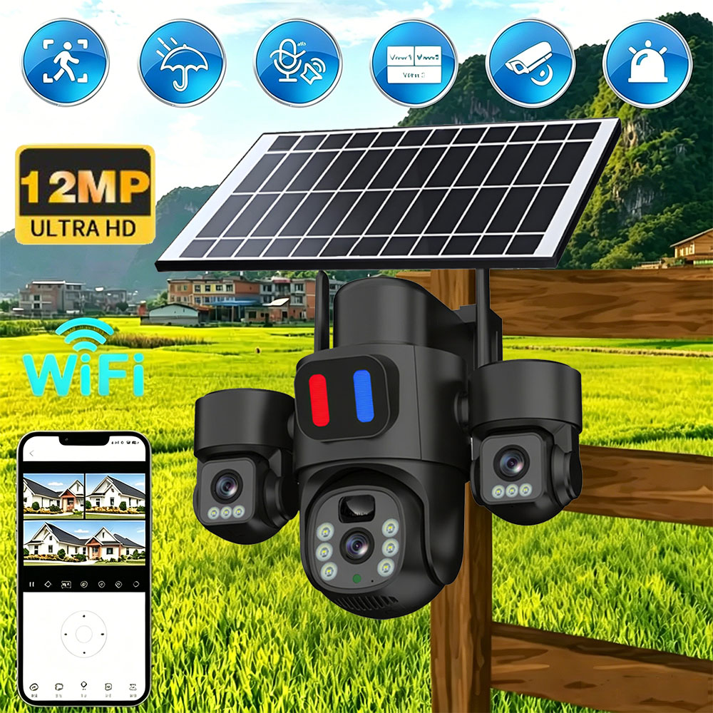 Home Security Ideas - Caméra solaire WiFi PTZ extérieure à