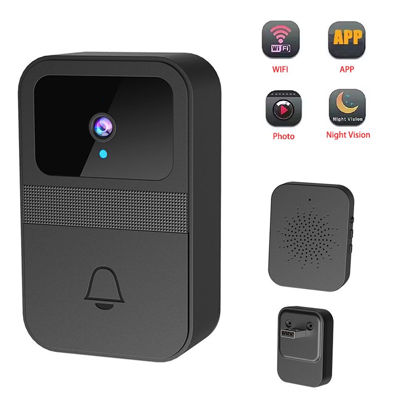 Home Security Front Door Camera - Sonnette vidéo Wi-Fi avec enregistrement photo,