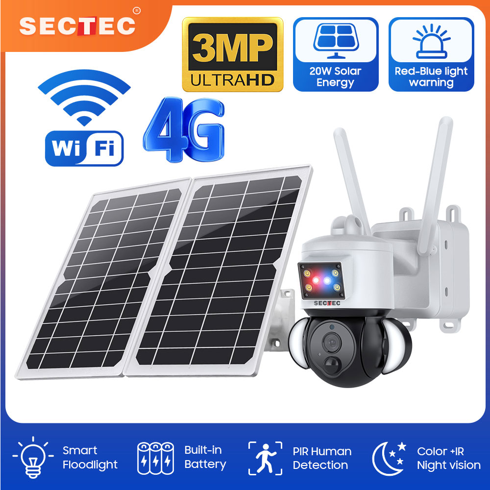 Home Security Flood Lights - SECTEC-Caméra de permission Extérieure PTZ avec