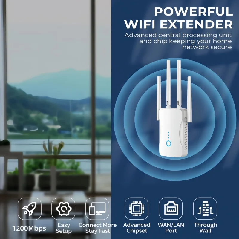 Home Security And Internet - Répéteur WiFi double bande 1200Mbps, extension