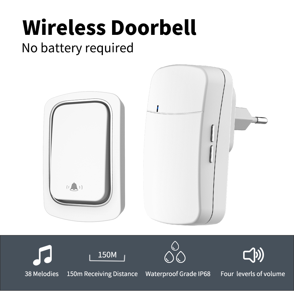 Home Security Ring - Sonnette sans fil carillon de bienvenue