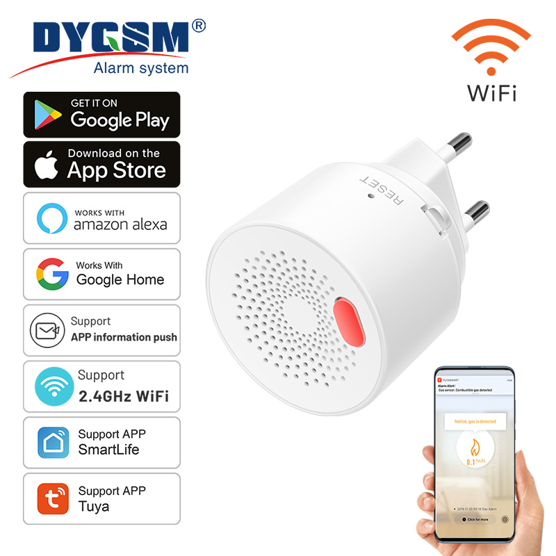 Home Security With Ai - Tuya-Capteur de gaz naturel domestique intelligent,