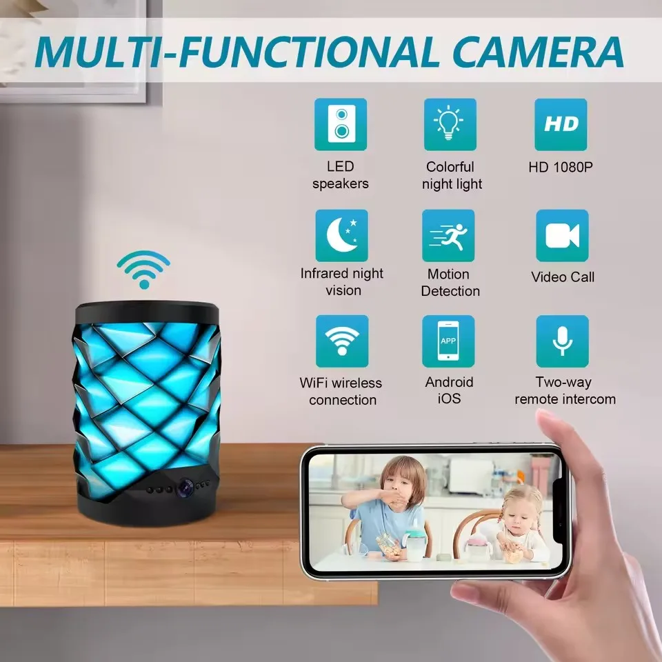 Mini caméra Wifi HD, haut-parl - Home Security Flood Lights avis et prix