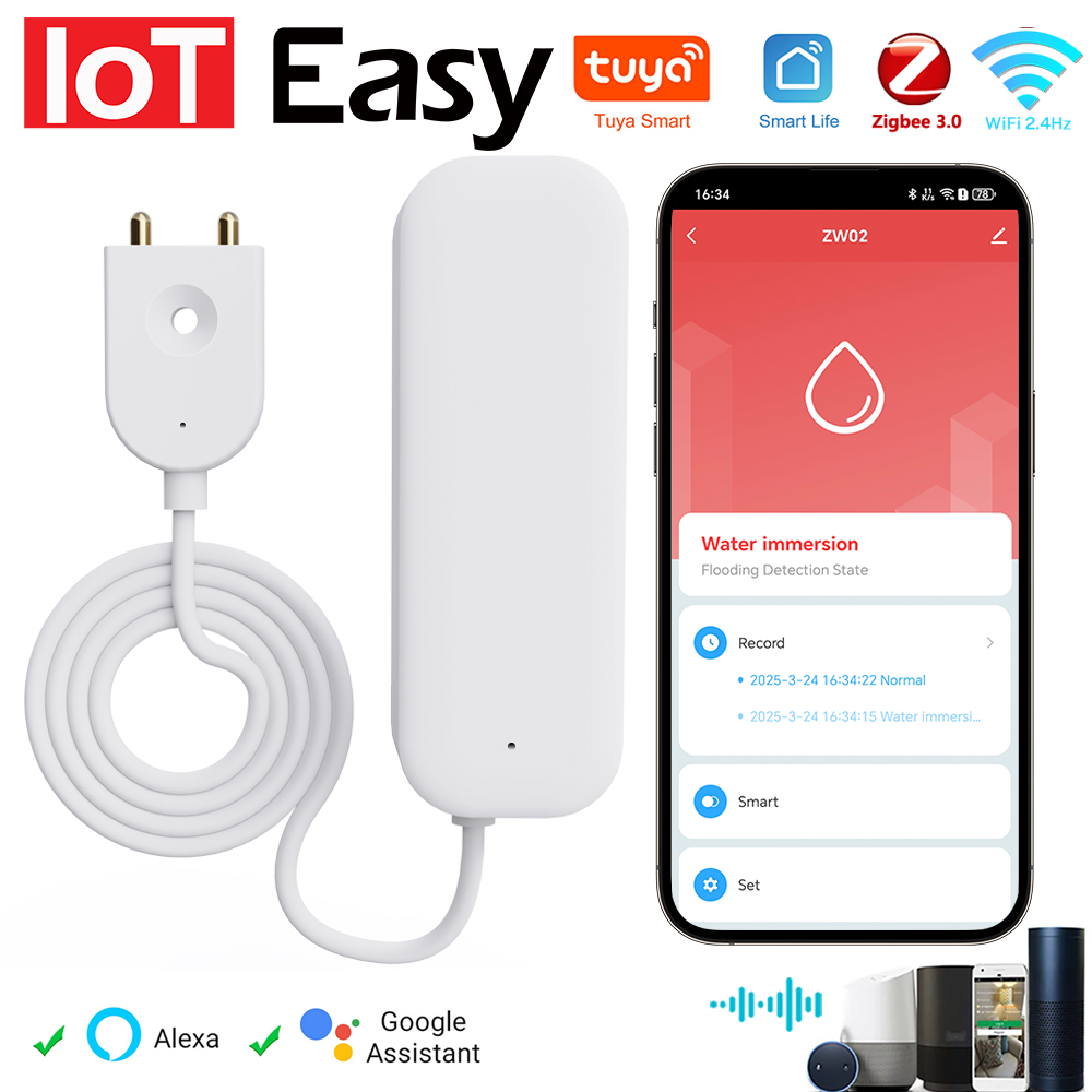 Tuya WiFi ZigBee capteur d'eau - Home Security With Ai avis et prix