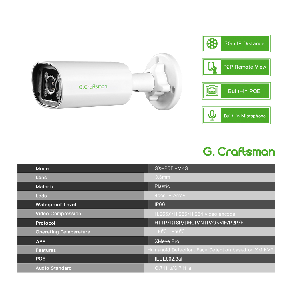 Caméra IP POE C GC PB 4MP, mic - Home Security Ideas avis et prix